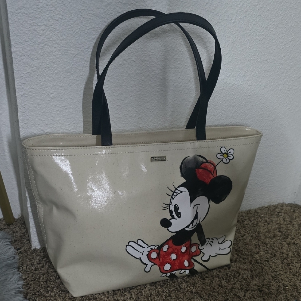 Kate Spade ♠️ Limited Edition Disney Minnie Mouse Storybook Tote (EUC)(HTF)❤️🖤 - Picture 2 of 12